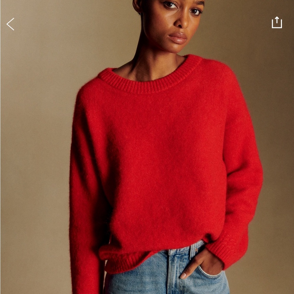 Sezane Amiel Red Crew Neck Sweater